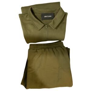 UNI CLAU Olive Green 2-Piece Athleisure Set 3XL